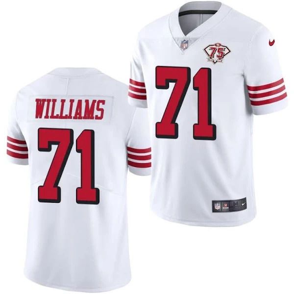 Men San Francisco 49ers #71 Trent Williams White Nike 75th Anniversary Throwback Limited NFL Jersey